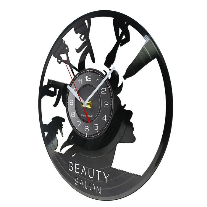 Vinyl Record Beauty Salon Wall Clock