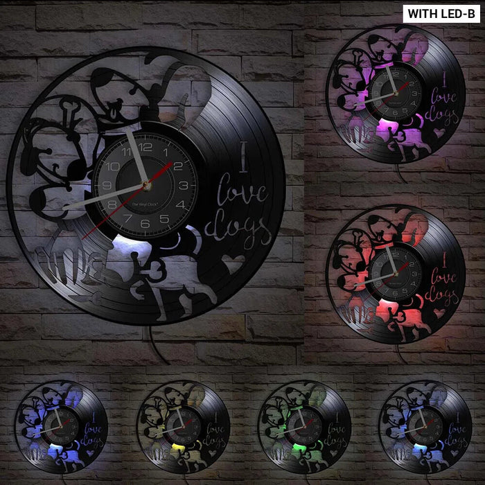 Dog Lovers Vinyl Record Wall Clock