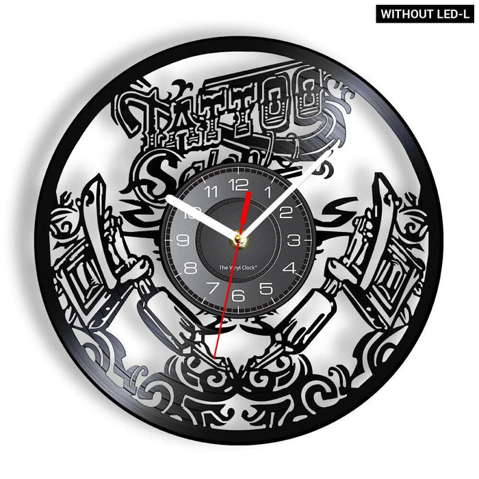 Vinyl Record Wall Clock For Tattoo Studio Decor