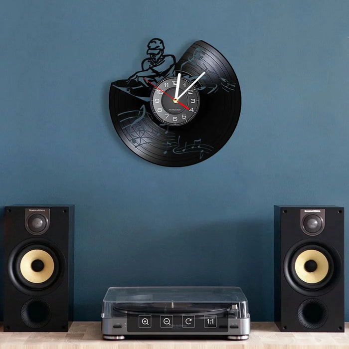 Dj Mixer Vinyl Record Wall Clock