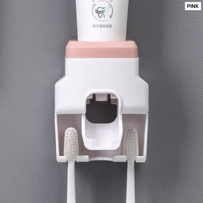 Automatic Toothpaste Dispenser Creative Wall Mount and Small Toothbrush Holder Toothpaste Squeezer for Family Shower Bathroom