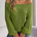 Rose Red Knitted Sweater With Hollow Out Design