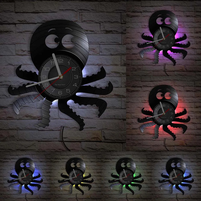 Octopus Vinyl Record Wall Clock