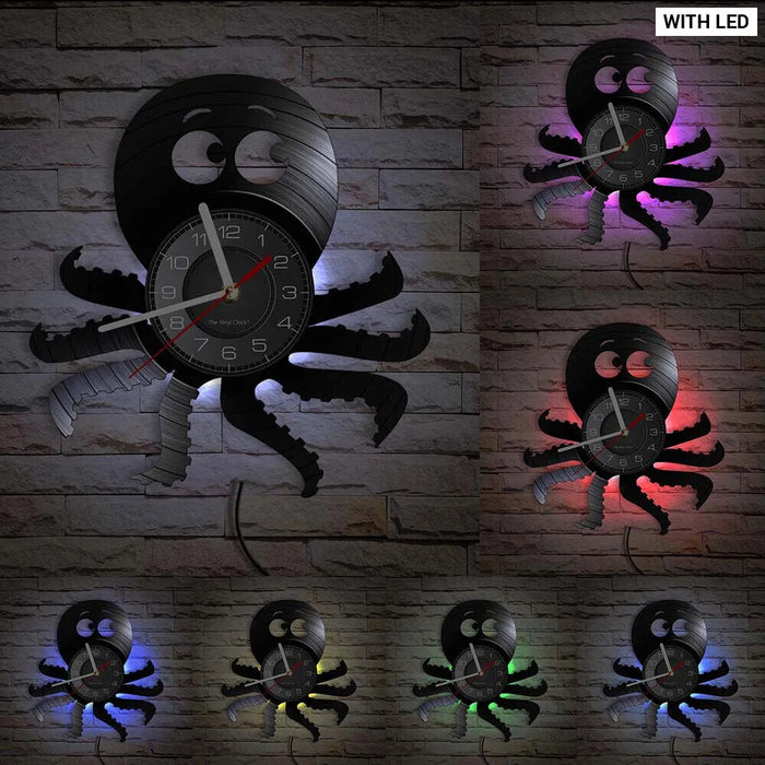 Octopus Vinyl Record Wall Clock