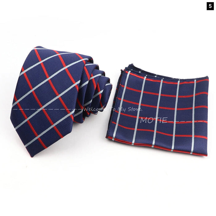 Blue Striped Tie Set For Weddings And Parties