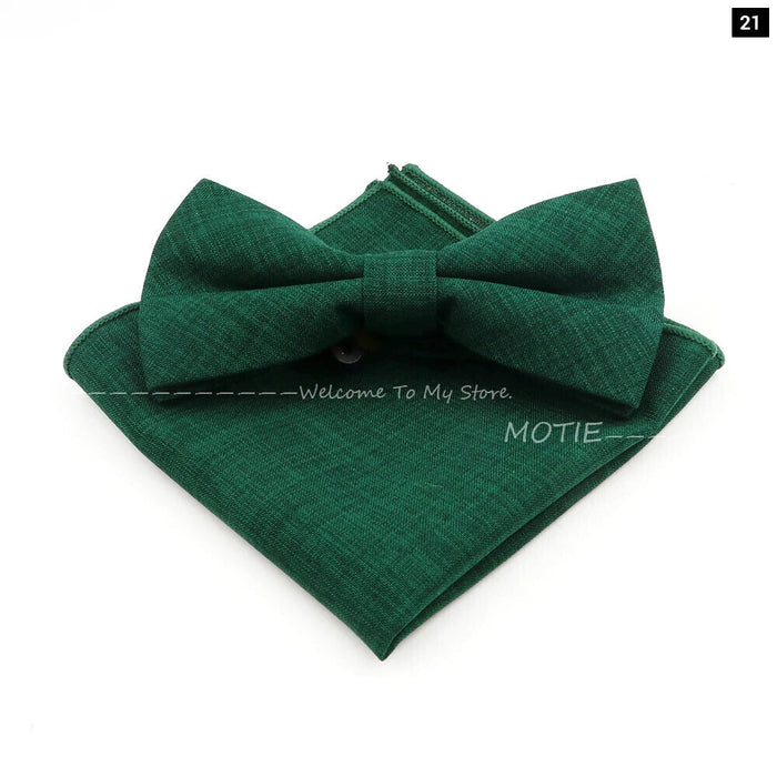 Classic Bowtie Set With Handkerchief Cufflink And Brooch