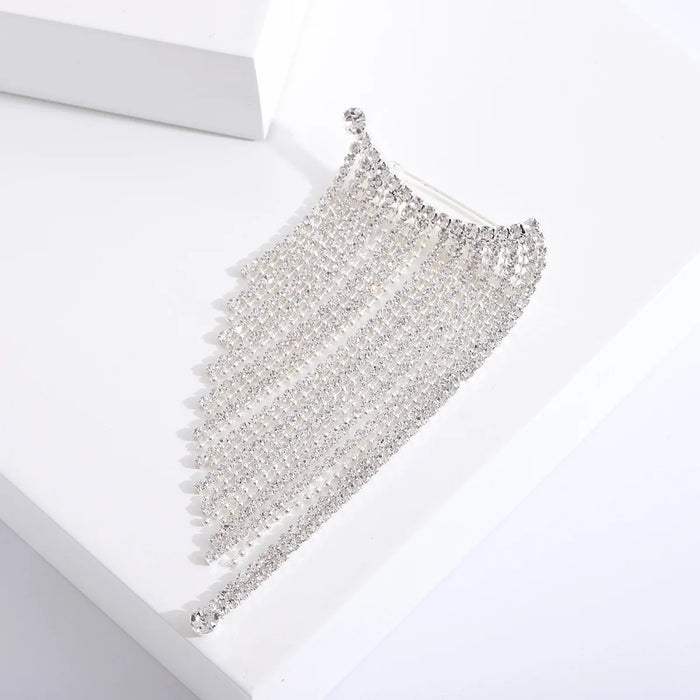 Women Brooch Sparkling Rhinestone Tassel Pin For Wedding Party Dress