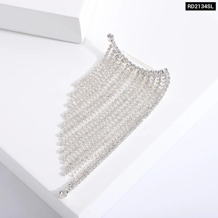 Women Brooch Sparkling Rhinestone Tassel Pin For Wedding Party Dress