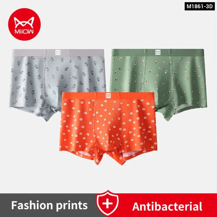 Pack Of 3 Antibacterial Mens Boxers Cotton Fashion Print