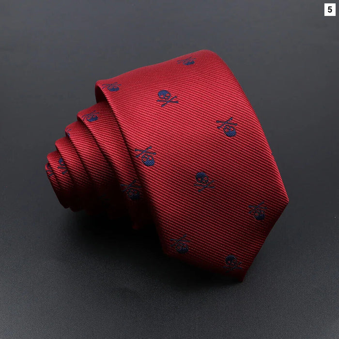 Slim Skull Ties Red Blue For Weddings And Cosplay