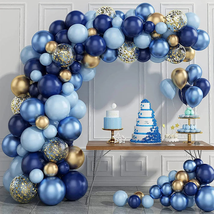 Blue Metallic Balloon Garland Set Gold Balloon Arch Birthday Party Decoration Wedding Birthday Christening