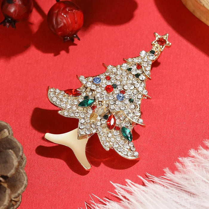 Sparkling Rhinestone Christmas Tree Brooch Pin