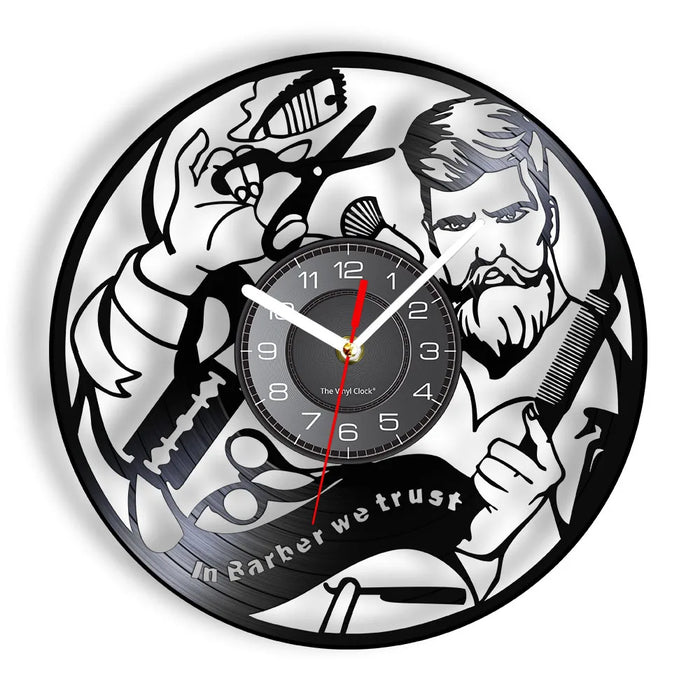 Barber Shop Vinyl Record Wall Clock