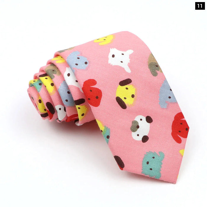 Cartoon Neck Ties For Men Slim Casual Cotton For Weddings And Parties