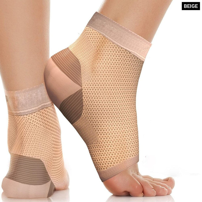 2pcs/pair Open Toe Ankle Compression Socks With Arch