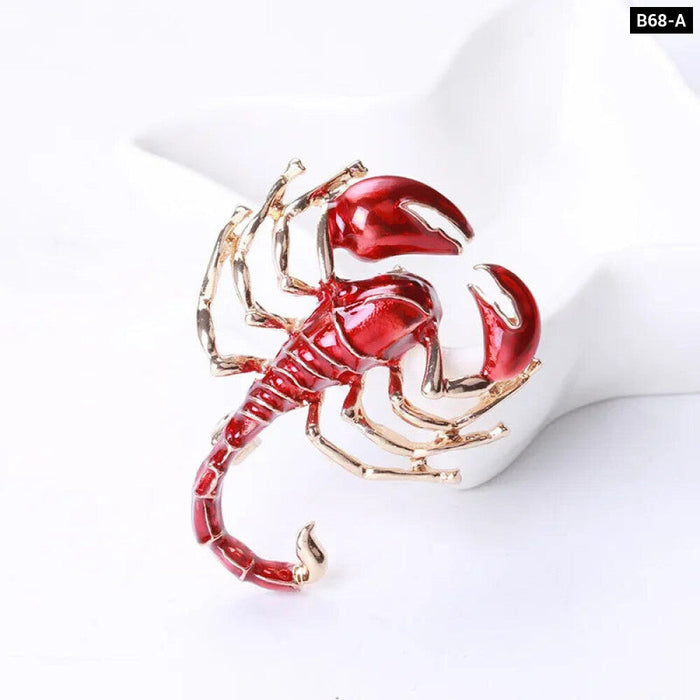 Scorpion Lapel Pin Enamel Golden Silver Brooch For Men Women