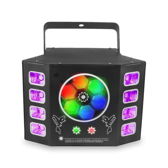 DJ Disco LED 4IN1 Stage Laser Light Effect Bee Eye UV Black Light Strobe Party Wedding Holiday Event Sound Activated Lamp