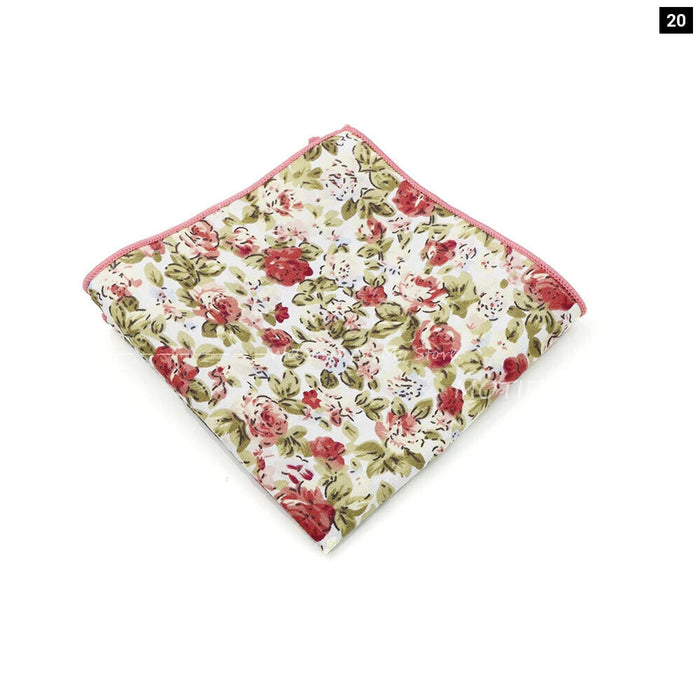 Wedding Suit Pocket Square Cotton Flower Hankerchief For Men Gift