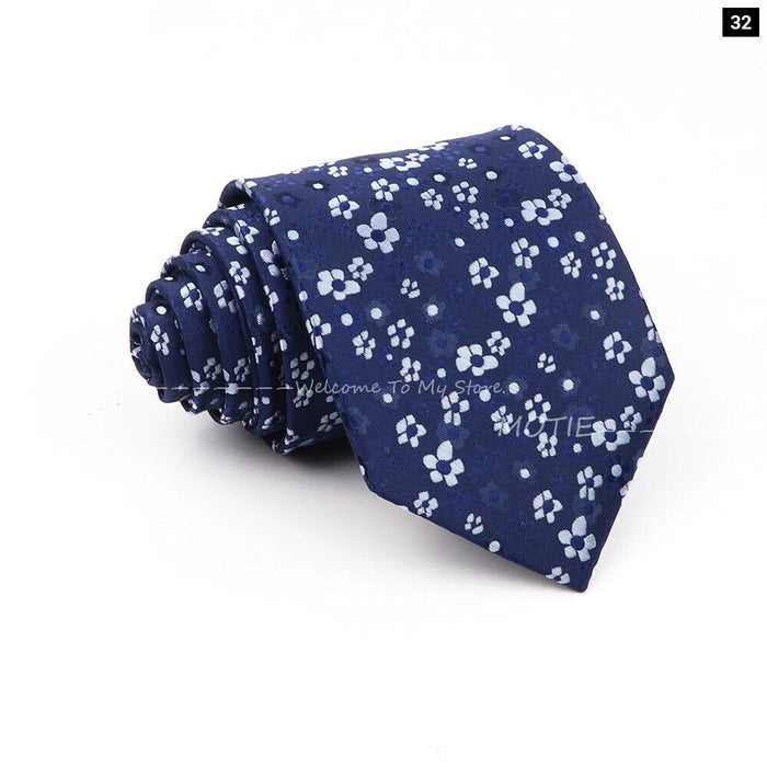 Floral Polyester Printed Necktie Purple Blue For Weddings