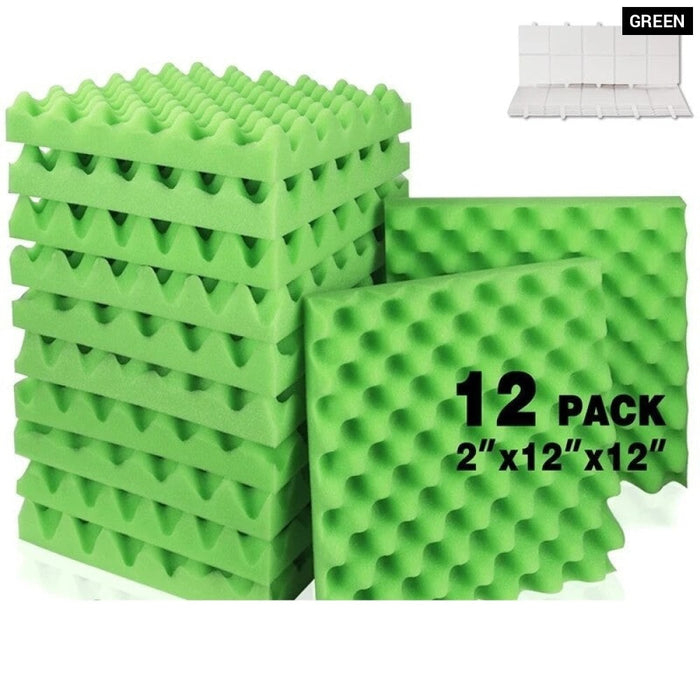 Sound Panels Wedges Soundproof Foam Padding 12pcs Egg Crate Panels Acoustic Foam Sound Proof Wall Tiles For Recoding Studio