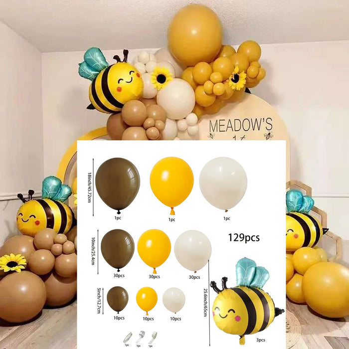 Beeballoon Arch Set Mustard Yellow White Brown Bee Balloon Suitable Shower Party Decoration Party Fall Wedding Birthday Supplies