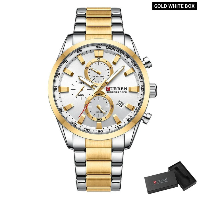 Multifunction Stainless Steel Quartz Men's Wristwatches With Date