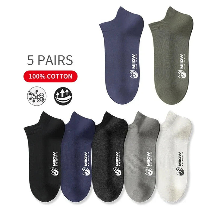 5 Pairs Antibacterial Breathable Mens Ankle Socks