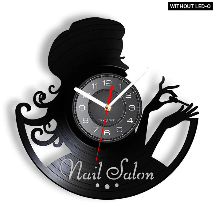 Beauty Store Wall Clock Manicure Design