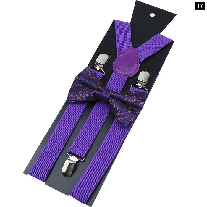 Colourful Suspenders And Bow Tie Set