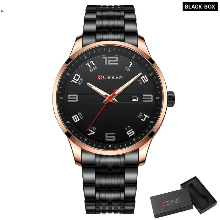 Stainless Steel Quartz Watches Casual Business Wristwatches For Men Luminous Hands Clock