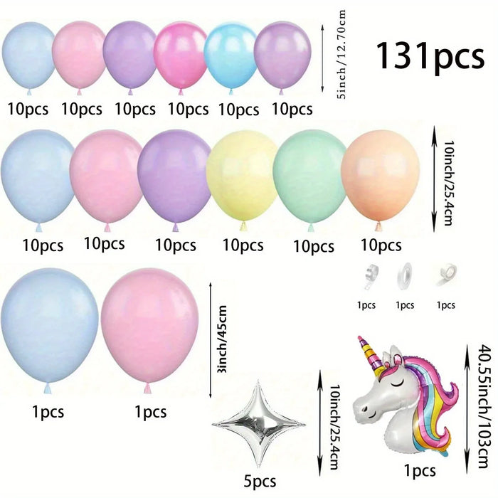 131Pcs Unicorn Balloon Arch Garland Set Birthday Party Wedding Anniversary Indoor And Outdoor Spring / Summer Decor