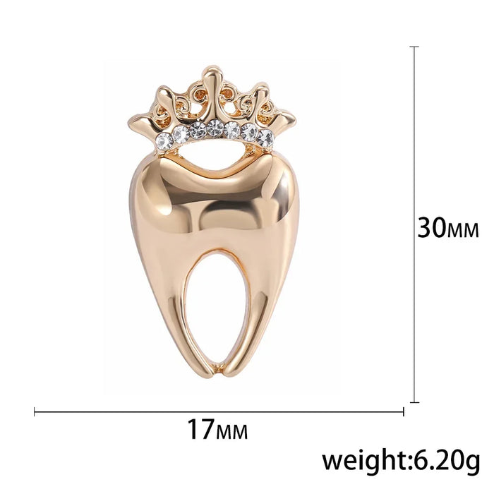 Enamel Tooths Pin Shiny Tooth With Crown Lapel Pin For Casual Clothing