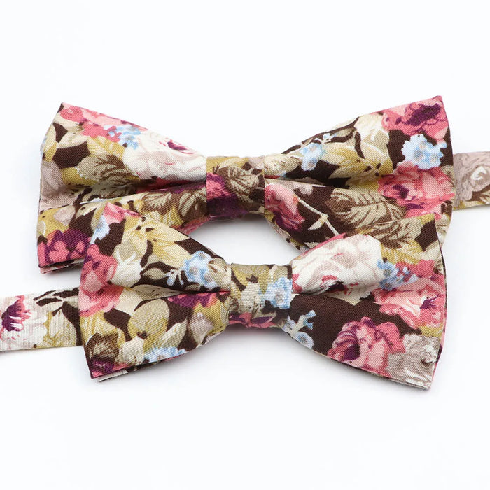 Colourful Floral Bow Ties Fashionable Cotton For Weddings And Parties