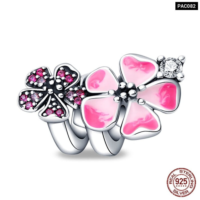 Fit Pandora 925 Original Bracelet 925 Sterling Silver Flower Bird Series Charms Beads For Women DIY Jewelrys Making