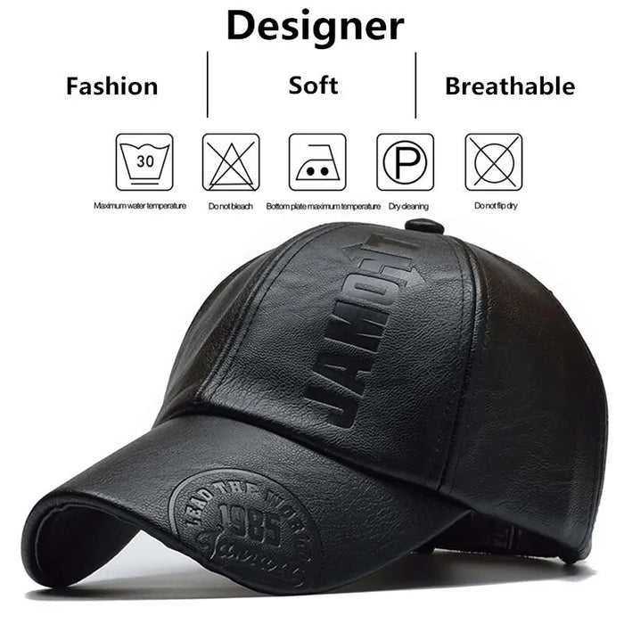 Stylish Pu Leather Letter Print Baseball Cap For Outdoor Activities