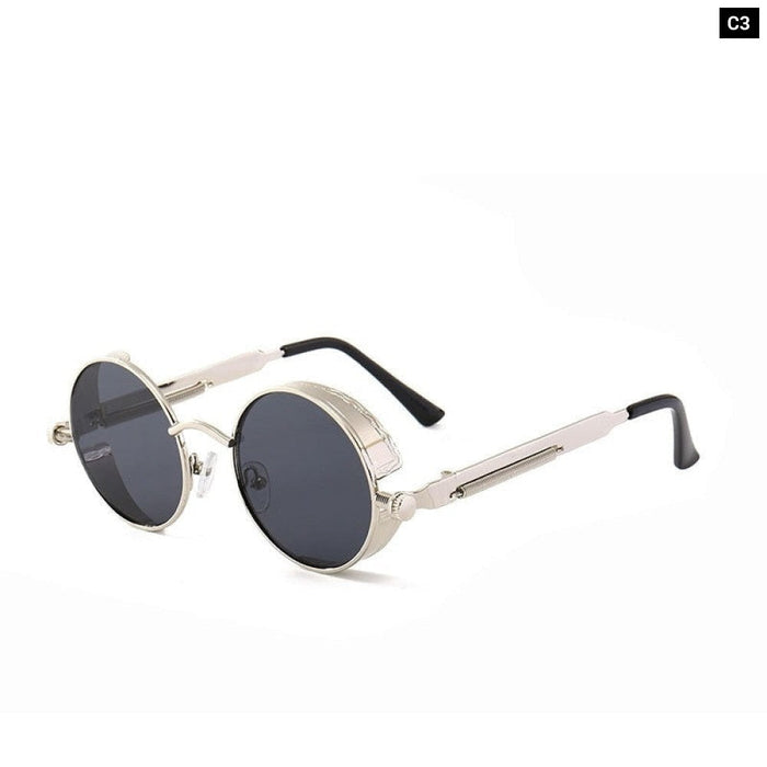 Metal Steam Punk Style Sun Glasses Steampunk Fashion Men Retro Round Sunglasses