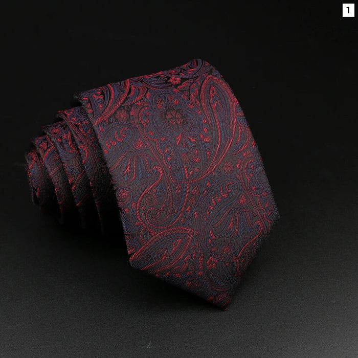 Mens Jacquard Paisley Tie 7Cm Red Green For Tuxedos Suits And Gifts