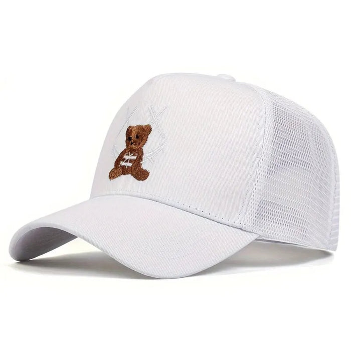 Smiling Bear Embroidered Baseball Cap / Hat For Outdoor Wear