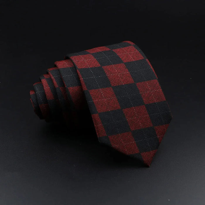 Handmade Mens Plaid Tie Black Grey Red Cotton Wool Wedding Business Party Gift Accessory