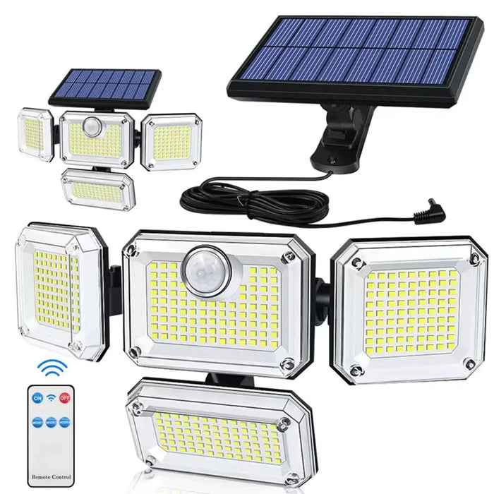 20W Solar Light 122 333Led Ip65 Waterproof Outdoor Solar Lamp With Adjustable Head And 3 Modes