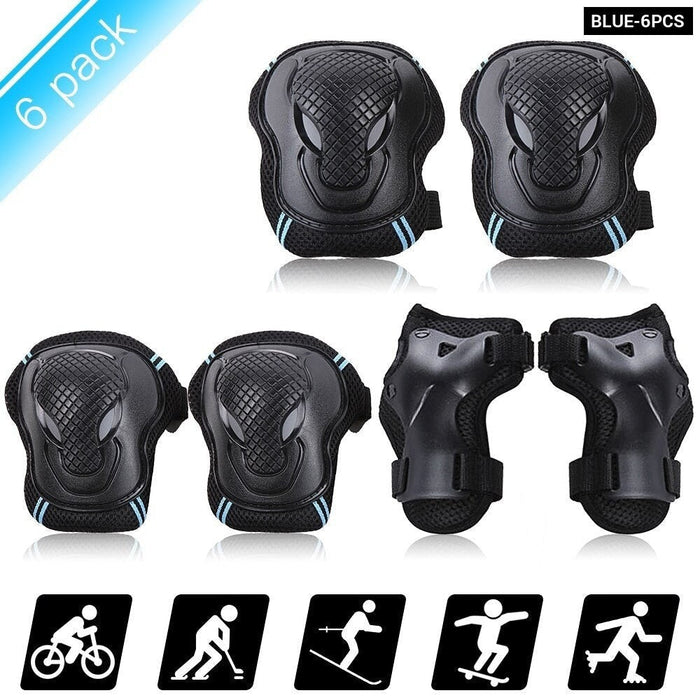 6 Pcs Knee Elbow Pads Wrist Guards Safety Protective Gear Set for Skateboard Cycling