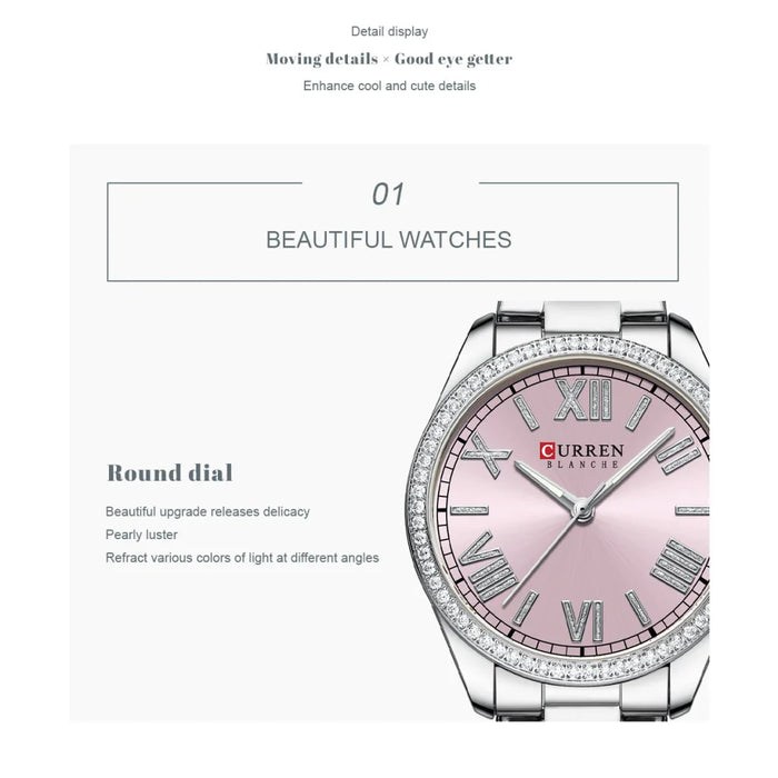 Stainless Steel Charming Thin Quartz Rose Watches For Women