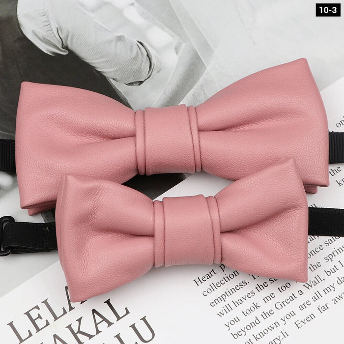 Leather Butterfly Bow Tie Set For Parties Weddings And Business Male And Female 40+ Colours