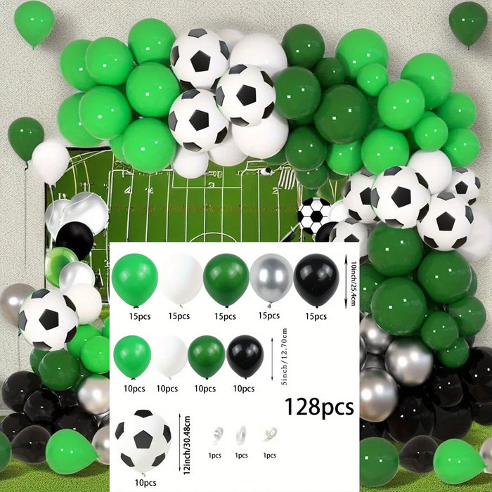 128Pcs Green Football Balloon Garland Arch Set For Football Game Sports Party Birthday Anniversary Outdoor Decoration