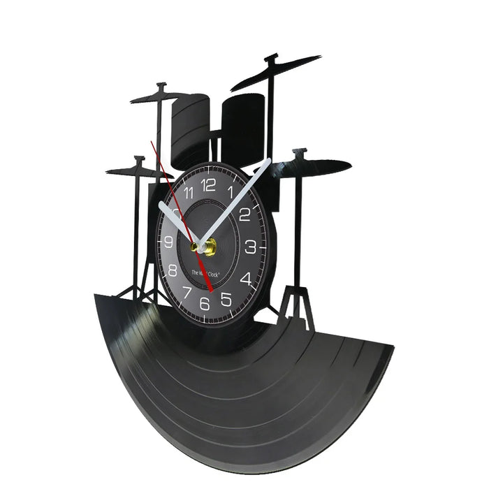 Vinyl Record Drum Kit Wall Clock