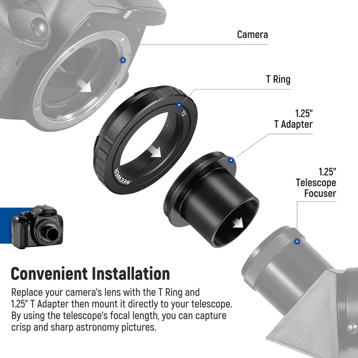 Universal T Ring & 1.25 Telescope Adapter For Nikon F Mount Cameras M42 Threads Lens Adapter Ring