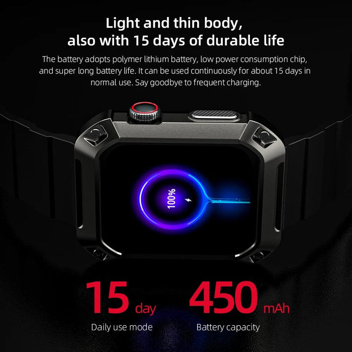 1.85-inch Waterproof Bluetooth Calls Touch Screen Heart Rate Fitness Tracker Smart Watch