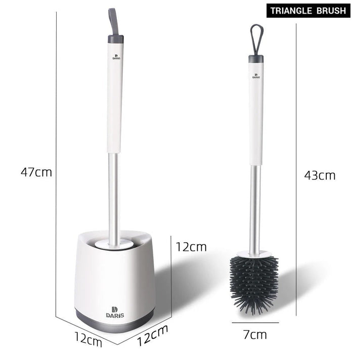 Silicone Bristle Toilet Brush And Drying Holder For Bathroom Storage And Organization