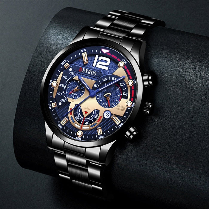 Fashion Mens Stainless Steel Watches Quartz Wristwatch Calendar Luminous Clock Men Business Casual Watch Reloj Hombre