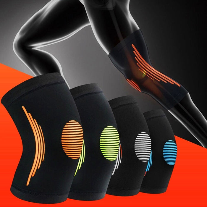 2Pcs Elastic Sports Compression Knee Brace for Running Basketball Weightlifting